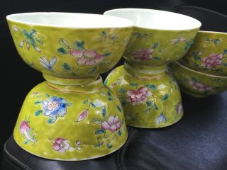 6 Old 20thc Chinese Famille Rose Nyonya Straits Porcelain Bowls