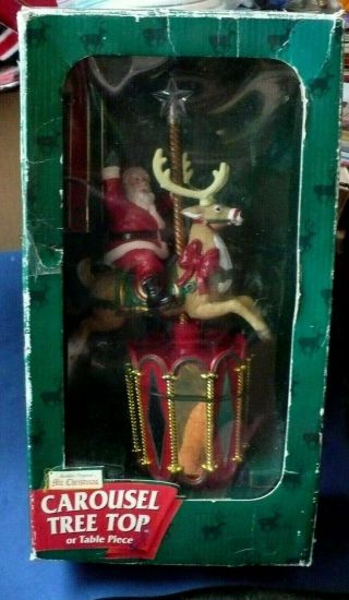 1993 Mr Christmas Carousel Tree Or Table Top W/box Great Santa On Reindeer