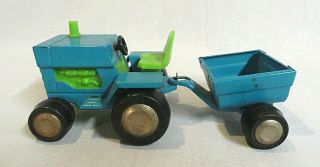 Look Early 1970`s Buddyl Lawn Garden Pressed Steel Mini Tractor & Trailer Set