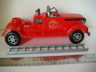 Vintage Eldon Plastic Fire Engine Truck Cab W/ Ladder And Figures Red