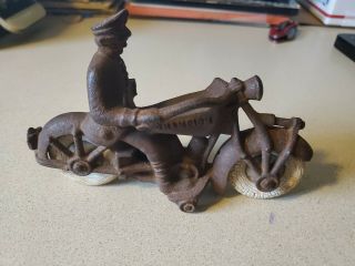 Antique Hubley Champion Cast Iron Motorcycle Toy 7 "