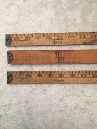 Vintage And Unique Yardsticks With Metal Ends Unusual Increments Of Measure