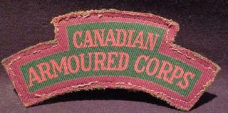 Canadian Armoured Corps Wwii Era Printed Canvas Shoulder Flash