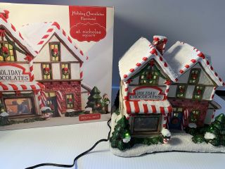 St Nicholas Square Village Holiday Chocolates Candy Shop Lighted Christmas House