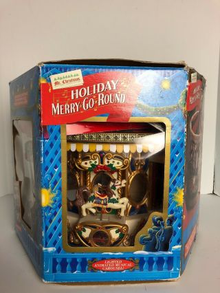 1994 Mr.  Christmas Holiday Merry Go Round Musical Animated Carousel 21 Carols