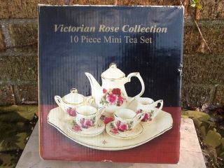 Formalities By Baum Bros Miniature Tea Porcelain Victorian Rose Tea Un - Use