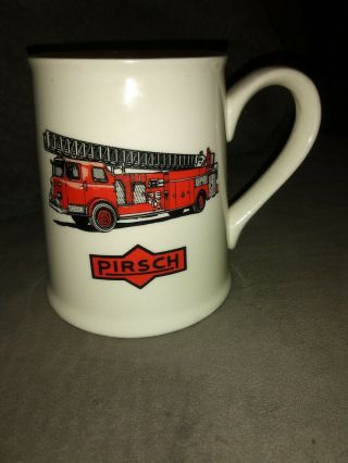 Vtg Fire Department Engine Pirsch Pumper Fire Truck Advertising Coffee Mug Cup