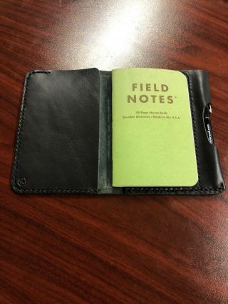 Hand Made Field Notes Leather Cover With Pen Holder Black Park Sloper Sr.