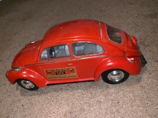Vintage 1973 Jim Beam Kentuky Whiskey VW Volkswagen Beetle Decanter Red Bottle 2