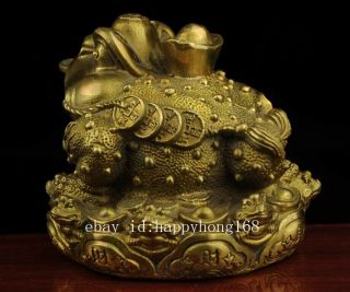 China old antique hand made brass Sycee and toad statue f02 2