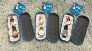 Set Of 3 Vintage 1997 Dr.  Seuss Grinch,  Cat In Hat,  Horton Time Tickers Watch