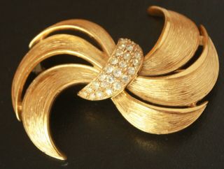 Vintage Signed Givenchy Paris York Gold Tone Large Brooch Pin Rhinestones
