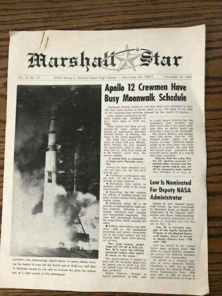 Nasa Marshall Star,  Nov 19,  1969,  Newspaper - Apollo 12 Launch And Moonwalk
