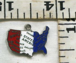 Vintage Sterling Bracelet Charm 104588 The Holy Grail Of Enameled Usa Charms $21