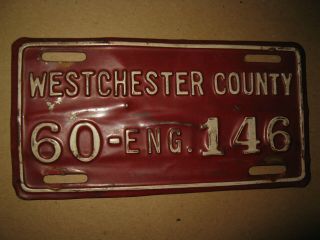 Vintage Westchester County York Fire Department License Plate For Engine 146