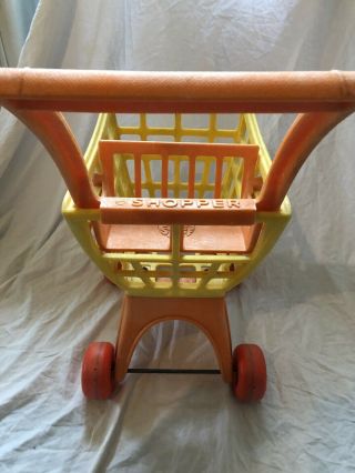 Vintage Mattel Tuff Stuff Orange and Yellow Shopper Play Shopping Cart Toy 1972 2