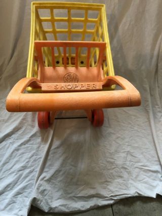 Vintage Mattel Tuff Stuff Orange and Yellow Shopper Play Shopping Cart Toy 1972 3