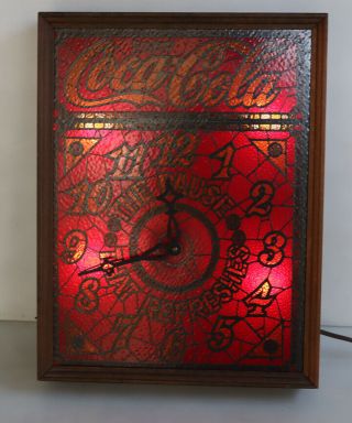 1970s Coca Cola Stained Glass Clock And Light Up Sign