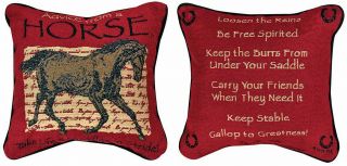 Pillows - Advice From A Horse Reversible Tapestry Throw Pillow - Equestrian