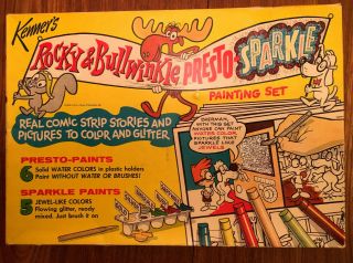 Rare 1962 Kenner’s Rocky & Bullwinkle Large Presto Sparkle Paint Set Jay Ward