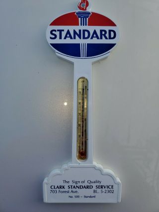 Vintage Standard Gasoline Sign Pole Thermometer.  Clark Standard Service.  Nos