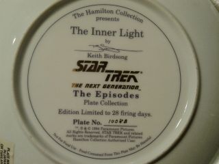 Inner Light Star Trek Next Generation Episodes Collector Plate 1008B Hamilton 3