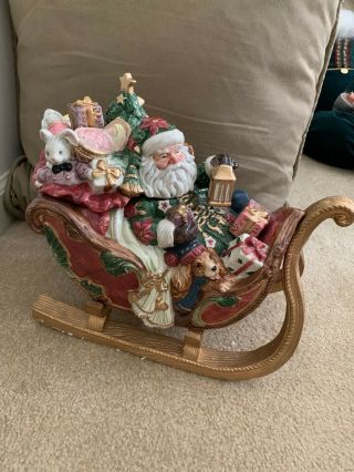 Fitz And Floyd Father Christmas Sleigh Cookie Jar