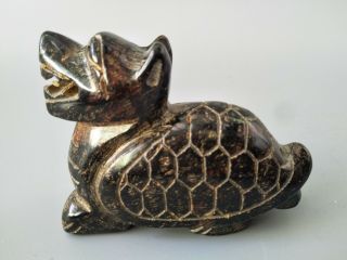 Exquisite Hand - Carved Old Jade Dragon Turtle Statue For Lucky C88 G103