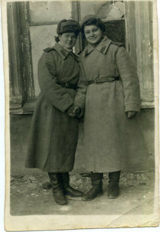 1943 Dec Ww2 Two Women " Days Of Service " Red Army Rkka Military Russian Photo 1