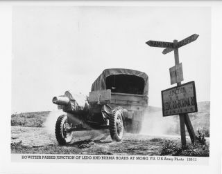 1940s Wwii Us Army Lido Road Cbi China Burma India Photo Truck,  Howitzer Mong Yu