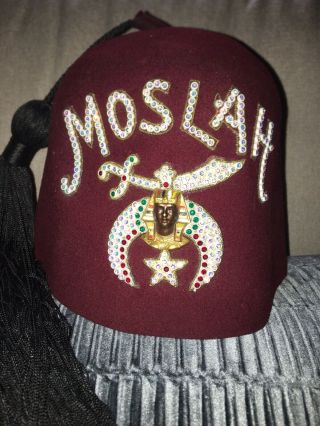 Shriners Masonic Moslah Fez’s Hat - Jeweled Harry M Osers Co York 7 1/8