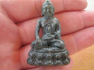 Unusual Oriental Miniature Bronze Statue With Seal Of Buddha / Buddhism