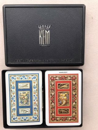 Vintage 2 KEM Plastic Playing Cards w/Case 
