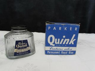Nos Parker Ink Bottle Well Quink Fountain Pen Jar Box Desk Writing Utensil 4 Oz