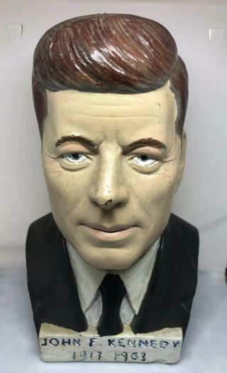 John F Kennedy Bust Head Jfk Plaster Statue 35th President 9 Inches Tall