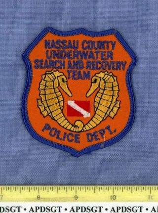 Nassau County Sar Underwater Search & Recovery York Police Patch Scuba 3.  5”