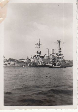 Wwii Snapshot Photo German Kriegsmarine Battleship Schleswig - Holstein