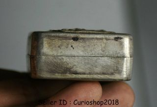 6CM Rare Antique Old China Silver Dynasty Palace People ink cartridge ink box 3
