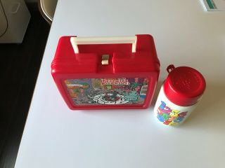 Vintage 1987 PEE WEE ' S PLAYHOUSE Red Plastic Lunch Box w/ Thermos,  Herman 2