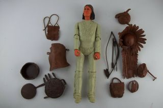 Vintage 1972 Marx Johnny West Geronimo Indian Action Figure With Accessories
