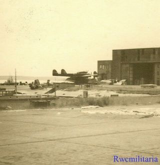 Org.  Photo: Us Soldier View Captured Airbase W/ Luftwaffe Bv.  138 Seaplane (1)