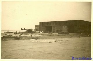 Org.  Photo: US Soldier View Captured Airbase w/ Luftwaffe Bv.  138 Seaplane (1) 2