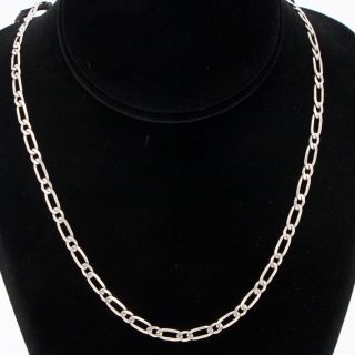 Sterling Silver - Italy 5mm Figaro Link Chain 20 " Necklace - 14.  5g