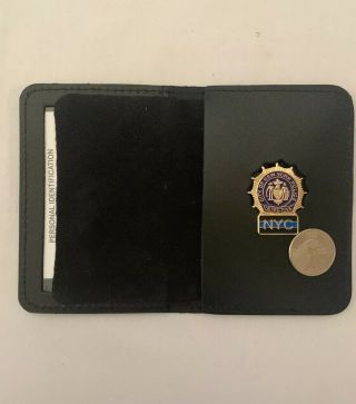 York City Detective Plain Thin Blue Line Member Mini Pin Wallet And Id