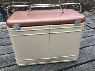 Vintage Retro K - M Knapp Monarch Therm - A - Chest All Metal Portable Cooler Camping 3