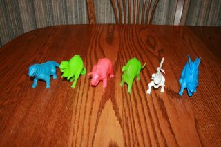Set Of Six Vintage Tootsie Toy Large - Size Hollow Dinosaurs Playset 2 - Marx Mpc