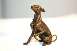 Italian Greyhound,  Whippet Bronze Color Statuette,  Dog Miniature Pewter Figurine