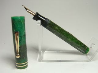 Jade Green Belmont Fountain Pen 14ct Flexy M Nib Freshly Serviced