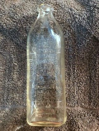 2 Near Antique Glass Baby Bottles One With Embossed Bunnies - Other With Baby