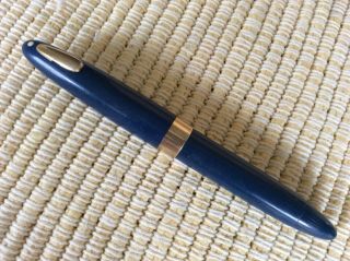 Vintage Sheaffer Lifetime Tuckaway Blue Fountain Pen 14k Gold Nib